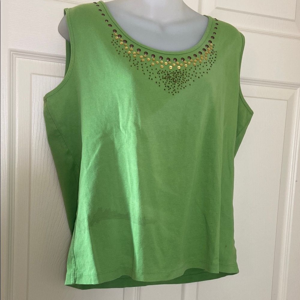 St.John’s Bay Green Sleeveless Top with Gold Accents Size XL